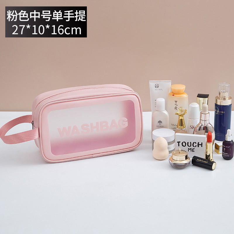 Wholesale Frosted Pu Waterproof Portable Storage Large Capacity Swimming Bag Transparent Cosmetics Pvc Wash Bag